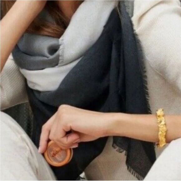 Carly Cushnie Scarf Ombre Print Black Gray and Cream - Picture 5 of 16